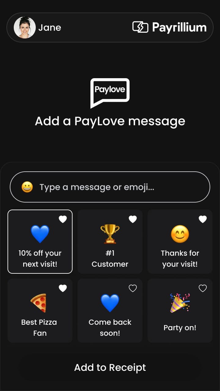 The message picker again, with the new offer saved as the first preset